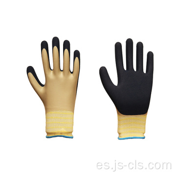 Serie de látex Guantes de látex de arena de poliéster de oro negro